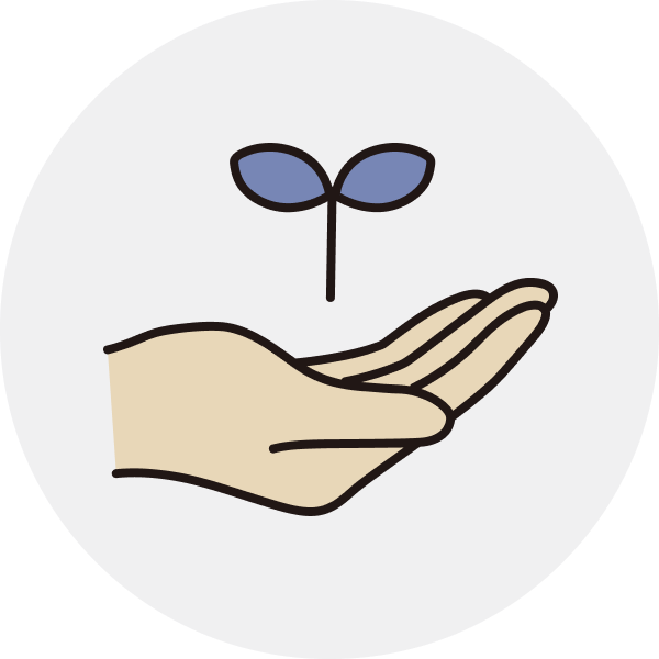 手の平に若葉のイラスト