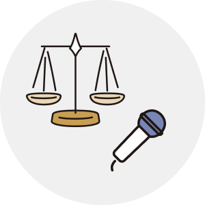 天秤とマイクのイラスト